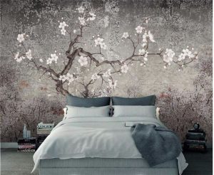 کاغذ دیواری گلدار اتاق خواب