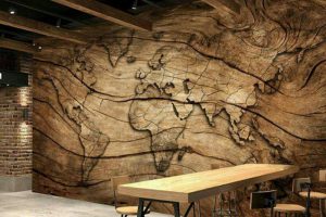 کاغذ دیواری طرح چوب سه بعدی